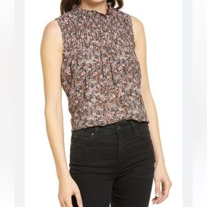 NWT Treasure & Bond floral sleeveless mock neck top, size small